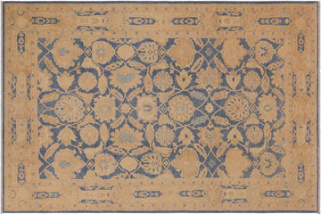 handmade Traditional Kafkaz Chobi Ziegler Blue Beige Hand Knotted RECTANGLE 100% WOOL area rug 9 x 12